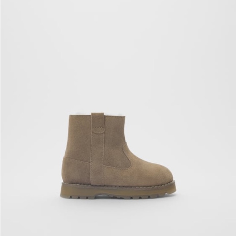 Zara LINED LEATHER BOOTS Sandy Brown Size 20